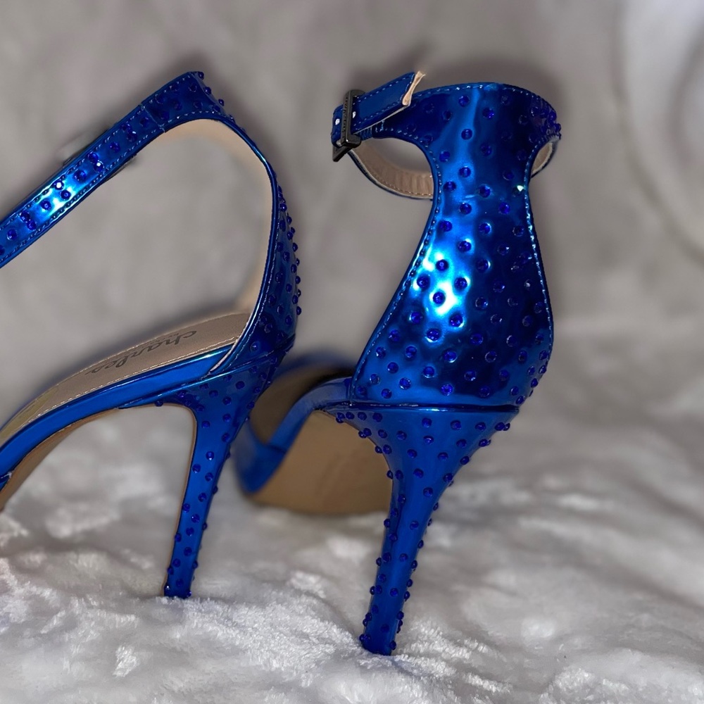 Charles By Charles David Metallic Blue Ankle Strap Heels - Picture 10 of 13
